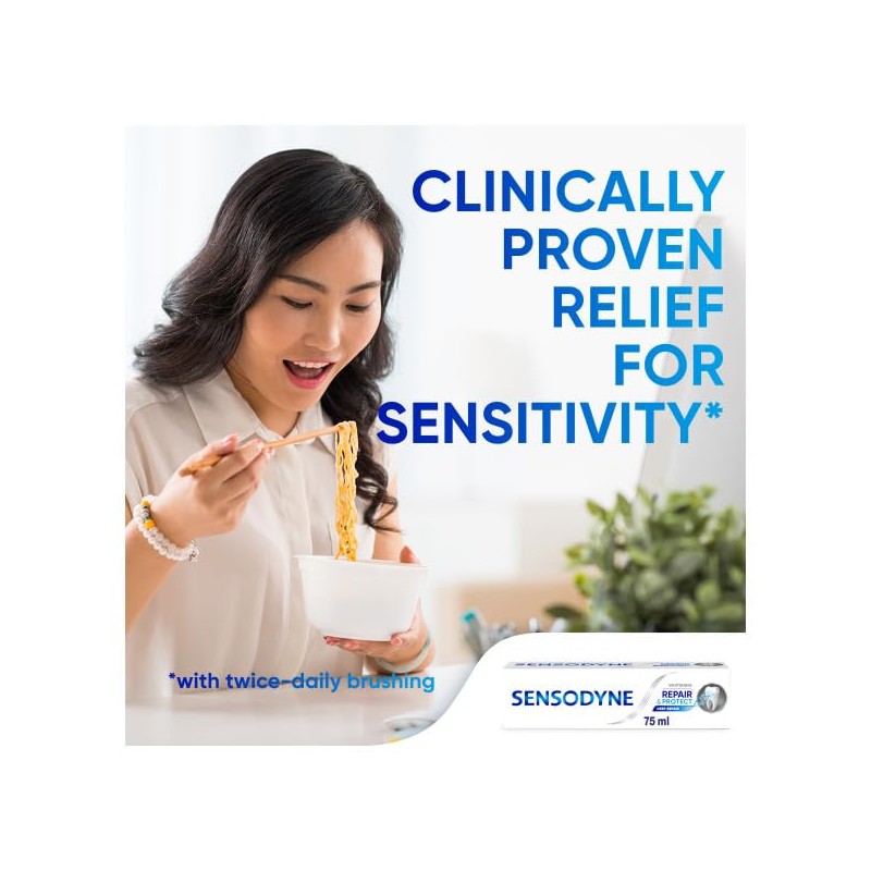 Sensodyne Toothpaste Repair and Protect, Teeth Whitening Toothpaste for Sensitive