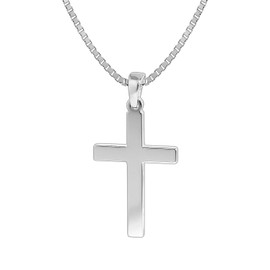 trendor Men's Necklace with Cross Pendant 925 Silver Cross Chain Men's Cross Pendant 925 Silver Fashionable Gift Idea Timeless Men's Jewellery 35844, Sterling silver, Without Stone