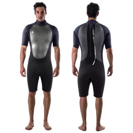 Body Glove Pro3 Men Shorty Wetsuit 2/1mm Back Zip Short Sleeve Spring Wet Suit for Bodyboarding Surfing Swimming Snorkeling Scuba Diving