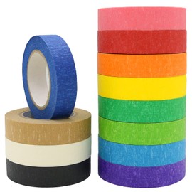 OWLKELA 12 Rolls Colored Masking Tape 16 Yard Per Roll, Rainbow Colors Painting Tape, Painters Tape, Craft Tape, Labeling Tape, Paper Tape for Bullet Journals, Party Decorations, DIY Craft