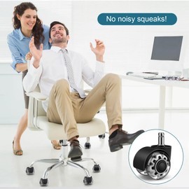 Office Chair casters Transparent Wheels Electric Chair Wheels Silent Rubber Chair casters, can be Smooth and Safe Rolling on All Floors Including Hardwood and Carpet (1-Set of 5) for Most Chairs.