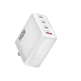 HJSYWESYUH 140W USB C Charger, 4-Port Foldable Compact Fast Laptop Charger Power Adapter, Advanced GaN Wall Charger, Compatible for MacBook Pro/Air, iPad Pro, iPhone 16, Galaxy S25, Steam Deck, and More (White)