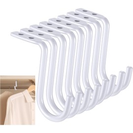Gisafai 8 Pcs Closet Rod Center Support 1 Inch Heavy Duty Metal Wall Mount Rod Bracket Closet Support Bracket Clothes Storage Hanger for Shelf