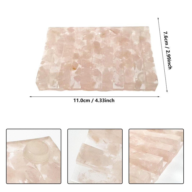 vinsiora Draining Soap Dish Pink Crystal Holder, Self Draining Bar