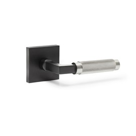 Explore Hardware New York Model Solid Brass Lever Hallway & Closet Passage Door Handle, Matte Black with Satin Silver