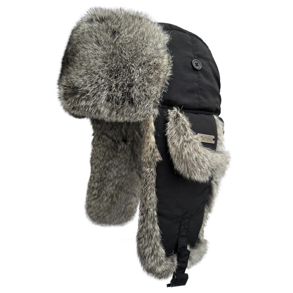 Winter Trapper Hat for Men Women 100% Real Rabbit Fur