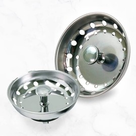 Pack 2 OXO Fleximati 4427- Colador para fregadero de cocina (3-1/2 pulgadas), cuerpo de acero inoxidable cromado con tapón de goma, individual OXOColador para Tarja Colador para fregadero de cocina