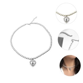 SHOWERORO pearl necklace choker necklace for women girl ornaments womens necklaces wedding decorations chain necklace for men pearl trim Neck Jewelry white pearl chain alloy Heart-shaped man