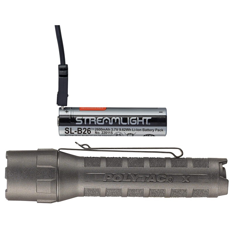 Streamlight 88610 PolyTac X USB 600-Lumen Multi-Fuel Professional Tactical Flashlight,