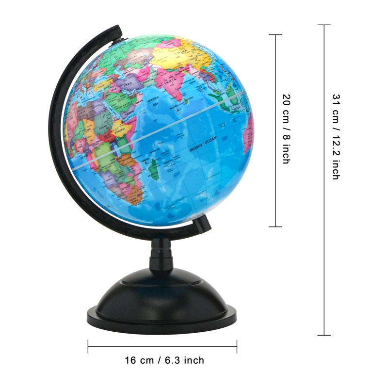 Topglobe Educational World Globe 20cm Swivel Rotating Desk Top Globe