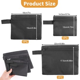 brileze 3 Pcs Waterproof Utility Canvas Tool Storage Bag 3 Different Sizes Small Zipper Portable Heavy Duty Tool Organiser with Water Resistant PVC Coating for DIY Tools Screwdriver Tools Electrician