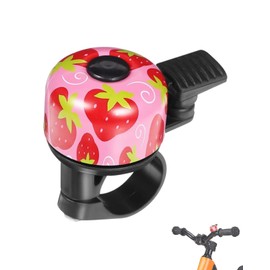 TPZORJX 1 x Children's Bicycle Bell, Mini Aluminium Rattle Bicycle Bell, Mountain Bike Accessories, Children's Bicycle, Scooter (Cute Pink Strawberry)