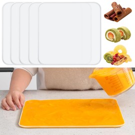 Silicone Dehydrator Trays with Edge, Dehydrator Accessories, 5Pack BPA-Free Fruit Roll Sheets, Used for Dehydrated Food, Fruit Leather, Jerky, Herbs, Meat, Mushroom, Swiss Rolls,14.2" x 14.2"