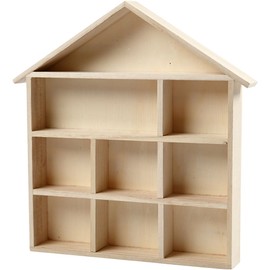 Creativ 100263 House-Shaped Shelving System, Size 26x25,2 cm, H: 3,5 cm, Paulownia, 1pc, Wood