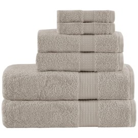 Oakestry Organic 100% Cotton Bathroom Towel Set Extra Soft Ultra Quick Dry Luxury Absorbent Hotel Towels Handwash & Facial Washcloth, Multi-Sizes, Tan