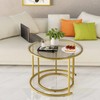 Azheruol Nesting Coffee Table Set of 2,Modern Gold Tempered Glass