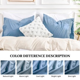 NEXHOME PRO Body Pillow Pillowcase 100% Organic Cotton Pillow Cover, Envelope Closure Linen Feel Textured Natural, Soft and Durable, Premium Cooling Pillow Cases for Bed (20x54 inch, Blue)