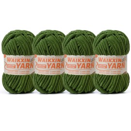 （4 Pine Green） 4 Pack Super Soft Fuzzy Chenille Chunky Yarn for Crocheting, 400g (350yds) Velvet Fluffy Amigurumi Yarn for Hand Knitting Baby Blankets Weaving Craft