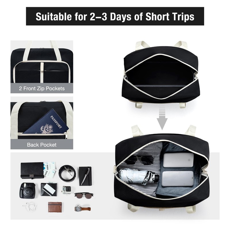 Xevera Foldable Travel Duffle Bag, for Airplane Personal Item, Carry