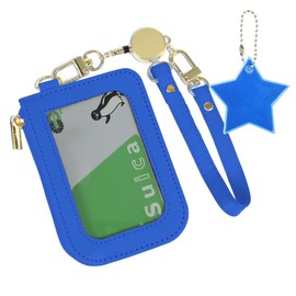 UPALL Pass Case, For Kids, Will Not Fall Off, With Reel, For Commuter Passes, Extendable, Card Case, For Backpacks, ID Case, For Men and Women (Hand Strap, Blue)