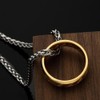 Tckyi Engraved Titanium Steel Gold Ring Pendant Necklace with Wheat