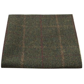 King & Priory Heritage Check Moss Green Pocket Square, Handkerchief