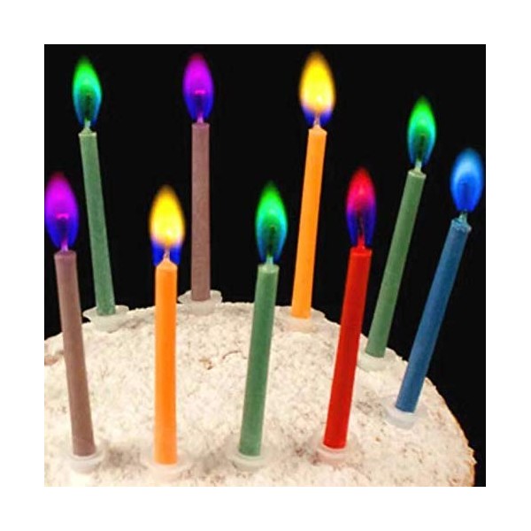 Birthday Cake Candles in Holders Cake Tricks and Decorations – Colors: red, Pink, Yellow, Blue, Green, Purple – 12 Pieces (12)
