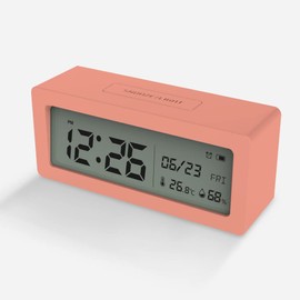 HuBDIC (HT-6) Temperature Humidity Date Day Alarm Snooze Backlight Included, Thermometer/Hygrometer, Alarm Clock, Easy to Read Digital Clock, Temperature and Humidity, Time, Day of the Week, Simple,