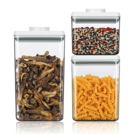 SETLUX Food Airtight Containers storage with Lids 3 Pack (1800ml + 1200ml + 500ml) One Button Open/POP UP/Kitchen Storage Organization for Coffee Tea Brown Sugar Cereals