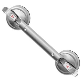 SPECILITE 17 Inch Grab Bars for Bathtubs and Showers, Seniors Handles for Elderly Strong Suction Handicap Safety Handrail for Bathroom Toilet Tiles Glass Gray Silver