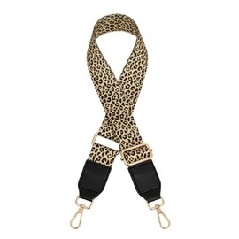 Leopard Print Shoulder Strap for Bags Replacement Bag Strap Wide 3.8 cm Shoulder Strap, Adjustable Length 80-130 cm, Bag Straps for Changing, Bag Making Accessories, Golden Buckle, Khaki Black A