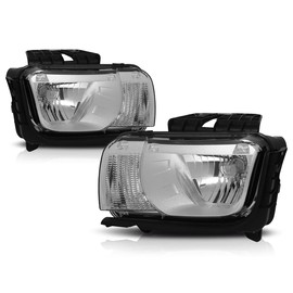 PM PERFORMOTOR Headlights Assembly Compatible with 2010 2011 2012 2013 Chevy Camaro, Headlamps with 2Pcs Factory Style,Chrome Housing/Clear Lens