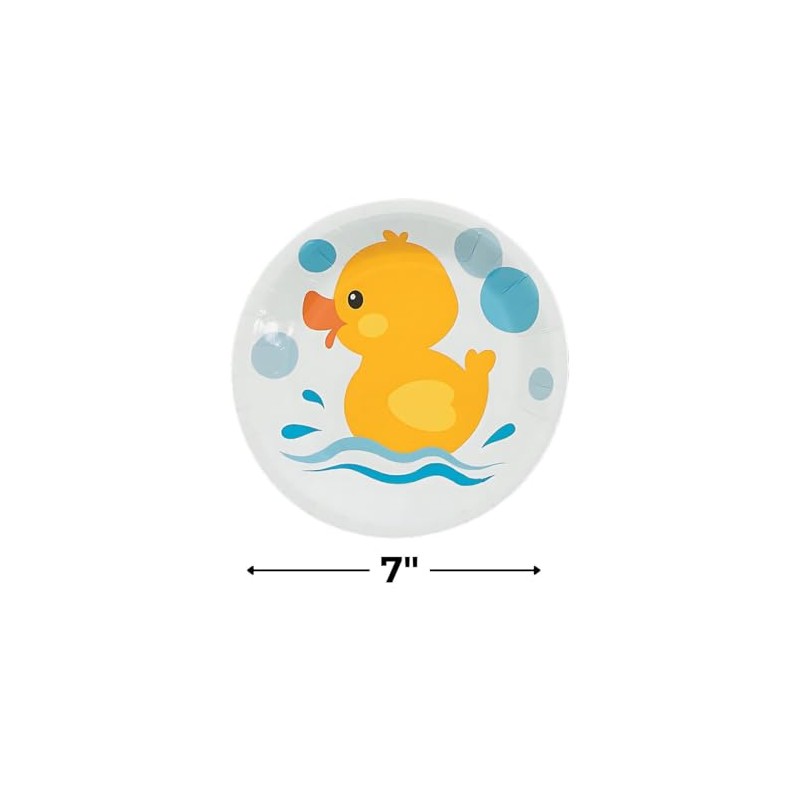 Fun Express Rubber Ducky Paper Dessert Plates - Duck Themed