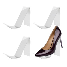 YQWIN 2 Pairs Shoe Display Stand Clear Stand Acrylic Shoe Display Stand Shoe Display Rack Holder Clear Sandal Display Stand Clear Shoe Risers High Heel Display Shoe Rack Holder for Home Shopping Mall