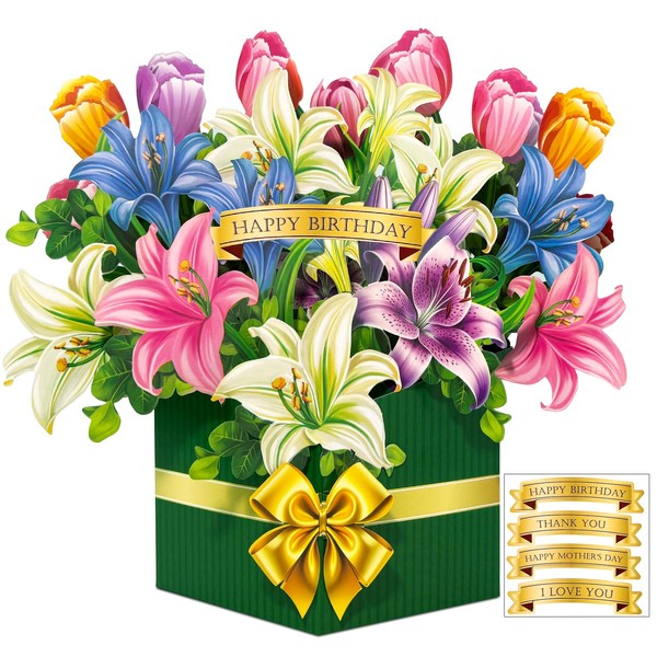 Hierein Birthday Card Wife, Lily Birthday Card with Envelope and