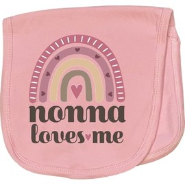 inktastic Nonna Loves Me Granddaughter Rainbow Baby Burp Cloth Pink 40978