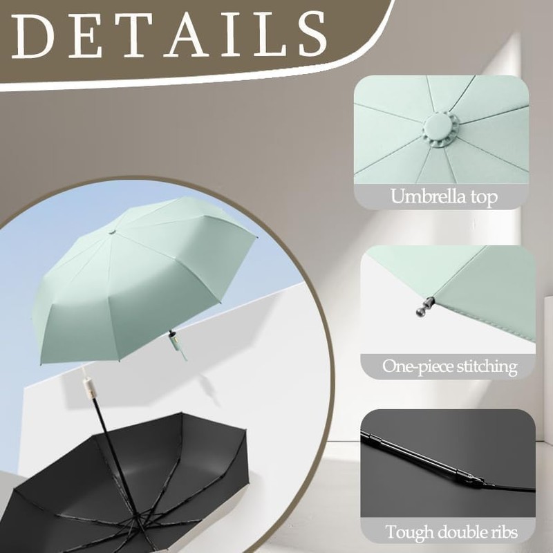 French Style Automatic, Compact Travel Folding Umbrella with 7 cm