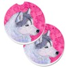 Caroline's Treasures Pink Siberian Husky Set of 2 Cup Holder