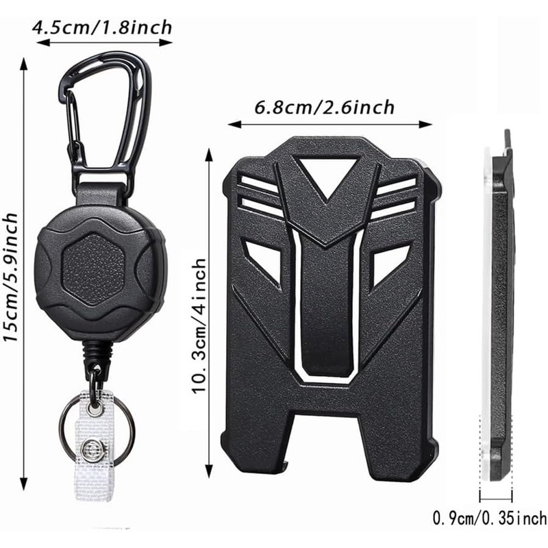 Geieold Retractable ID Card Holder and Robust Carabiner Key Ring,