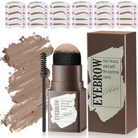 Eyebrow  Stencil Kit - 24 count Eyebrow Stencils for  Brow, Eyebrow  Long-lasting  & Smudge-Proof, Eyebrow Kit with Eyebrow Brush for Thin & Thick Brow (Light Brown) - Color: Light Brown