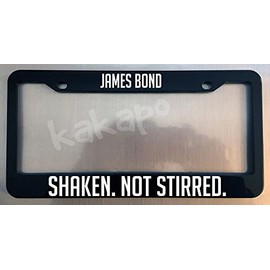 Holder for License Plate License Plate Holder for Shaken. Not Stirred. James for Bond 007 Fans Glossy Black License Plate Frame Holder for Car License Plate Model-GS-691