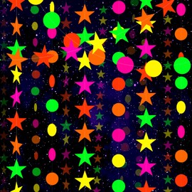 Qpout Neon Paper Garlands Circle Dots Stars Hanging Streamers Neon Party Glow in The Dark Party Supplies Fluorescent Hanging Circle Dots Star Banners for Wedding Birthday Neon Party Decorations
