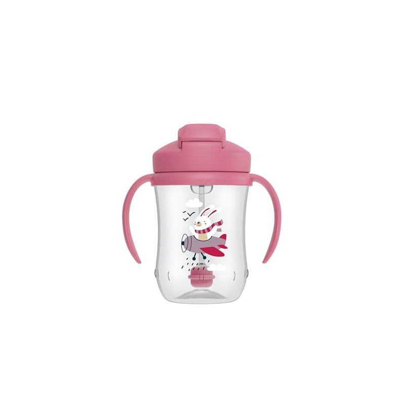Dr. Brown's Vaso entrenador 9oz. con popote rosa
