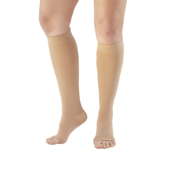 Ames Walker AW Style 201 Medical Support Open Toe 20-30 mmHg Firm Compression Knee High Stockings Beige XLarge Short
