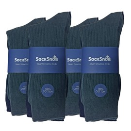 12 Pair Multipack Mens 100% Cotton Socks | Sock Snob | Ribbed Dress Socks | Size 6-11 & 11-14 (12-14, BNG)