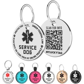 MYLUCKYTAG QR Code Service Dog Tag - Pet Online Profile - Scan QR Receive Instant Pet Location Alert Email