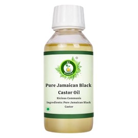 R V Essential Aceite de ricino negro jamaicano puro, 3.4 fl oz (3.38 oz)- Ricinus Communis (100% puro y natural prensado en frío)