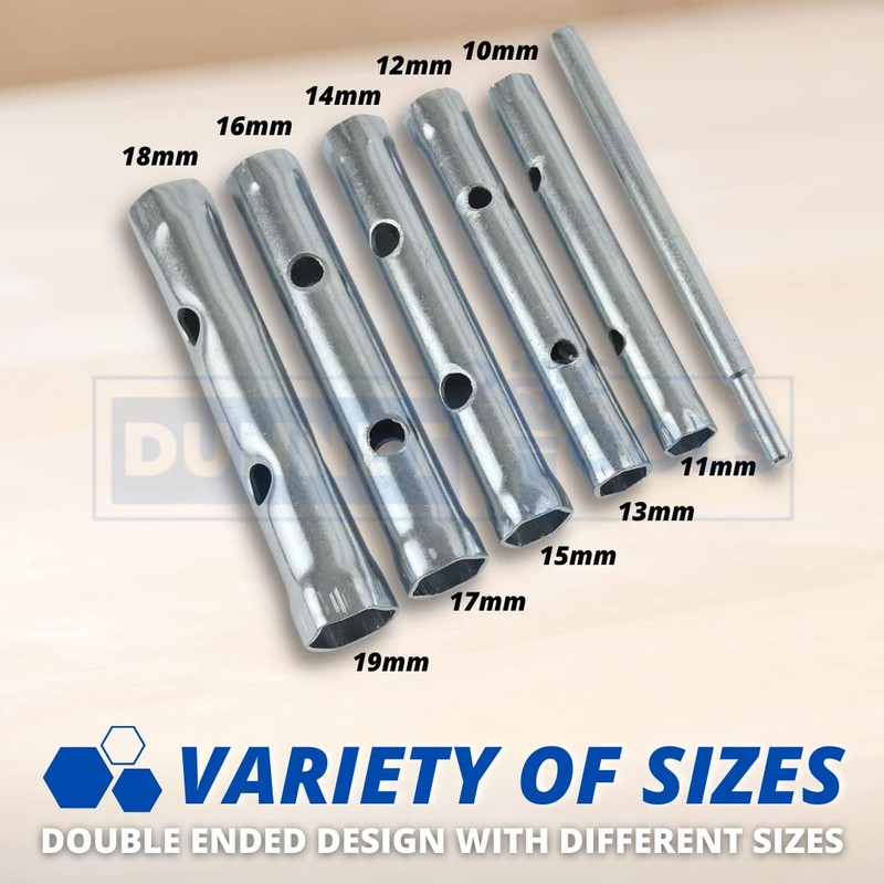 Dunnet Tools 6 Piece Tubular Box Wrench Set 10-19mm Tube
