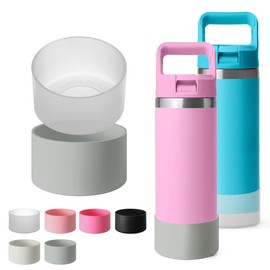 Neabuler 2 Pcs Silicone Protective Boot for Yeti 12/18 oz Bottle, 20/30 oz Tumbler, 20/25/30/35 oz Mug, Anti-Scratch, Anti-Deformation Bottom Protector Sleeve Cover for Yeti, Transparent & Grey