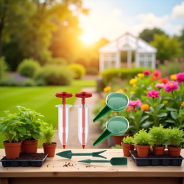 6Pcs Mini Sowing Seed Dispenser, Seed Planter Tool, Handheld Seed Planter, Seed Sower Tool, Reusable Seedlings Dibber and Widger Set with Seedlings for Spreading Gardening and Lawn Care